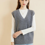 Women's 100% Merino Wool Sweater Vest 2025 Spring Classic V Neck Casual Sleeveless Knit Sweater Vest