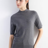 Women's Merino Wool Sweater 2025 Fall Winter Mock Neck Short Sleeve First-Line Ready to Wear Seamless Knit Sweater