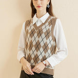 Giubbotto da maglione da donna al 100% da donna 2025 Diamond inverno autunno V Glet maglione a maglia senza maniche