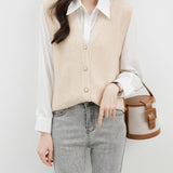 Women's 100% Merino Wool Sweater Vest 2025 Fall Winter V Neck Button Down Sleeveless Cable Knit Sweater Vest
