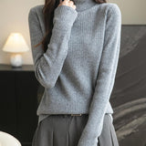 Women's 100% Merino Wool Turtleneck Sweater 2025 Fall Winter Long Sleeve Warm Soft Ribbed Knit Pullover Sweater