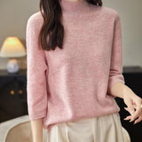 Chanyarn Women's 100% Merino Wool Short Sleeve Sweater Spring Summer Crewneck Lightweight Ribbed Knitted Pullover Tops