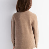 Girls 100% Merino Wool Sweater Fall Winter First-Line Ready to Wear Mock Neck Long Sleeve Seamless Pullover