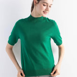 Women's Merino Wool Sweater 2025 Fall Winter Mock Neck Short Sleeve First-Line Ready to Wear Seamless Knit Sweater