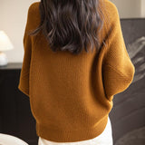 Chanyarn Women's 100% Merino Wool Sweater 2025 Fall Winter Mock Neck Oversized Long Batwing Sleeve Loose Knitted Sweater