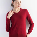 Women's Merino Wool Sweater 2025 Fall Winter V Neck Long Sleeve First-Line Ready to Wear Seamless Knit Sweater
