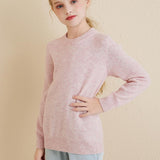 Chanyarn Girls 100% Merino Wool Sweater 2025 Fall Winter Kids Solid Crew Neck Warm Soft Long Sleeve Knit Pullover Jumper