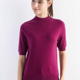 Women's Merino Wool Sweater 2025 Fall Winter Mock Neck Short Sleeve First-Line Ready to Wear Seamless Knit Sweater