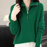 Chanyarn Women's 100% Merino Wool Sweater 2025 Fall Winter 1/4 Zip Pullover Casual Long Sleeve Knit Sweater Tops