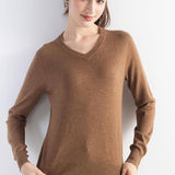 Women's Merino Wool Sweater 2025 Fall Winter V Neck Long Sleeve First-Line Ready to Wear Seamless Knit Sweater