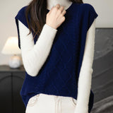Chanyarn Women's 100% Merino Wool Sweater Vest 2025 Fall Winter Casual Crewneck Cable Sleeveless Knit Sweater Tank Tops