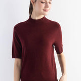 Women's Merino Wool Sweater 2025 Fall Winter Mock Neck Short Sleeve First-Line Ready to Wear Seamless Knit Sweater