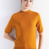 Women's Merino Wool Sweater 2025 Fall Winter Mock Neck Short Sleeve First-Line Ready to Wear Seamless Knit Sweater
