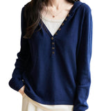 Merino Wool Blend Color Block Falso moletom com capuz de malha de duas peças