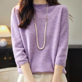 Chanyarn Women's 100% Merino Wool Short Sleeve Sweater Spring Summer Crewneck Lightweight Ribbed Knitted Pullover Tops