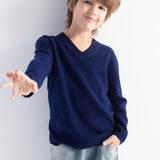 男の子と女の子100％メリノウールのセーター秋の冬のファーストラインクルーネックの長袖のシームレスセーターを着用する準備ができています
