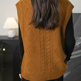 Chanyarn Women's 100% Merino Wool Sweater Vest 2025 Fall Winter Crew Neck Button Down Sleeveless Cable Knitted Sweater