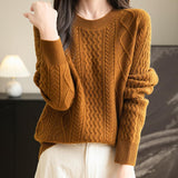 Chanyarn Women's Crew Neck 100% Merino Wool Sweater 2025 Otoño Invierno Cable Cable de manga larga suave suave suéter de manga larga