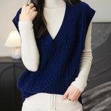Chanyarn Women's 100% Merino Wool Sweater Vest 2025 Fall Winter Classic V Neck Cable Sleeveless Knit Sweater Tank Tops