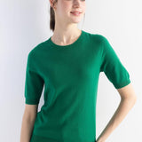 Women's Merino Wool Sweater 2025 Fall Winter Crew Neck Short Sleeve First-Line Ready to Wear Seamless Knit Sweater