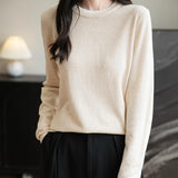 Women's Merino Wool Sweater 2025 Fall Winter Fake Two Piece Color Block Shirt Crewneck Long Sleeve Knit Pullover Top