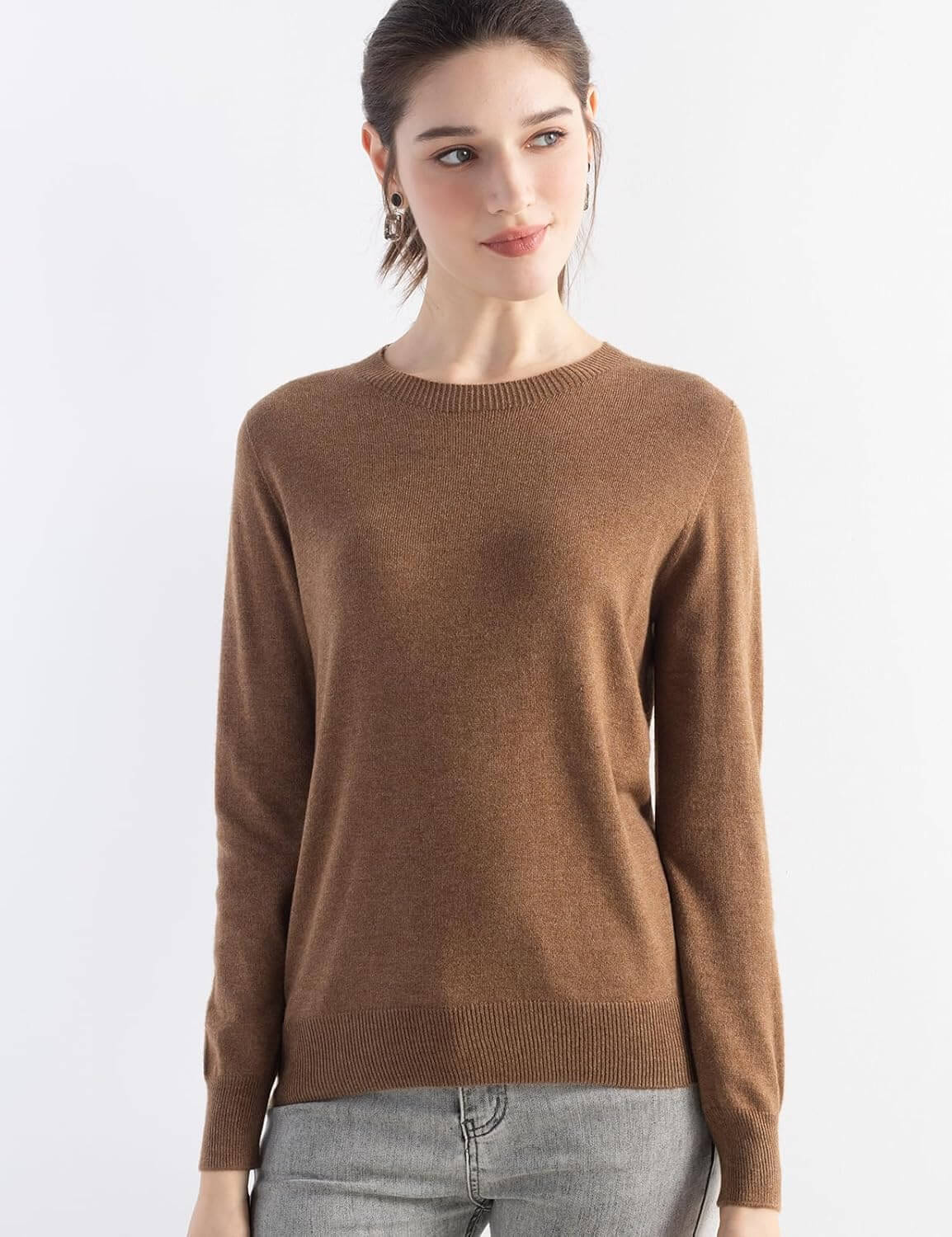 Women's Merino Wool Sweater 2025 Fall Winter Crew Neck Long Sleeve First-Line Ready to Wear Seamless Knit Sweater