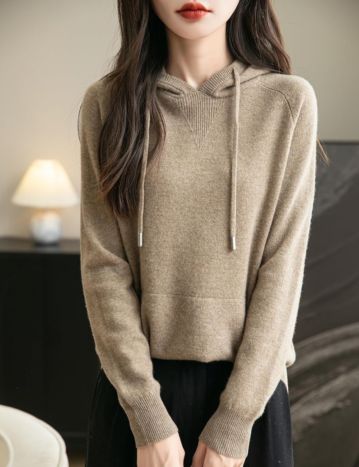 Women's 100% Merino Wool Hoodies 2025 Fall Winter Warm Soft Sweater Long Sleeve Knitted Sweatshirt with Pocket