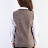 Girls 100% Merino Wool Sweater Vest Crewneck Sleeveless 2025 Fall Winter Cable Tops Knitted Pullover Vest