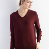 Women's Merino Wool Sweater 2025 Fall Winter V Neck Long Sleeve First-Line Ready to Wear Seamless Knit Sweater