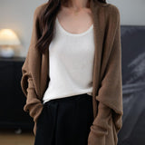 Women's Merino Wool Oversized Cardigan 2025 Fall Winter Open Front Batwing Sleeve Rib Knit Slouchy Cardigan Sweater