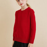 Chanyarn Girls 100% Merino Wool Sweater 2025 Fall Winter Kids Solid Crew Neck Warm Soft Long Sleeve Knit Pullover Jumper