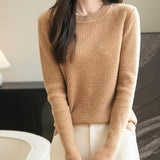 Pull à laine de mérinos 100% pour femmes 2025 Coure d'hiver automne à manches longues à manches longues chaudes et pull en tricot nerveux