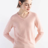Women's Merino Wool Sweater 2025 Fall Winter V Neck Long Sleeve First-Line Ready to Wear Seamless Knit Sweater