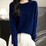Women's 100% Merino Wool 2025 Fall Winter Crewneck First-Line Ready to Wear Long Sleeve Seamless Knit Sweater