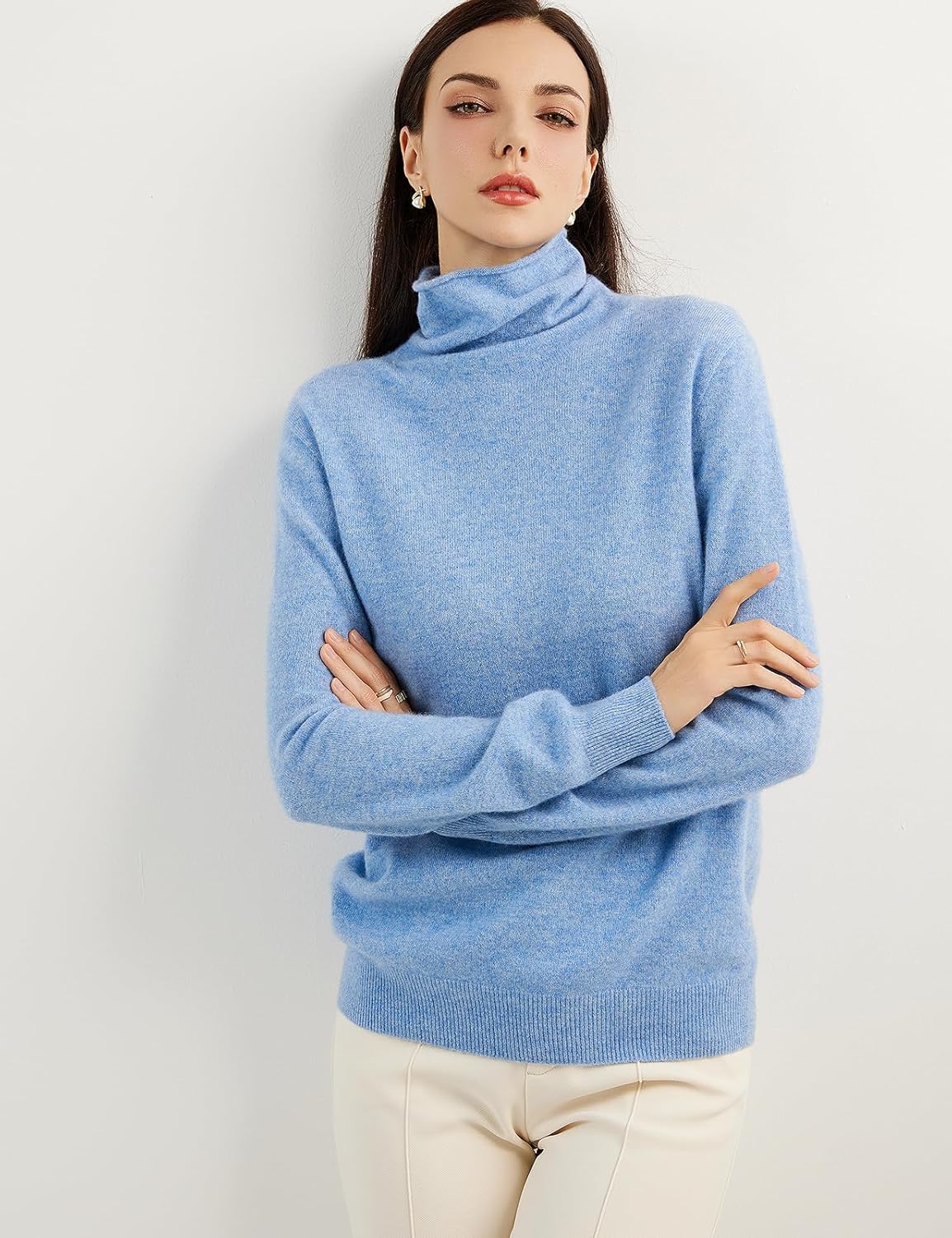 100% Pure Cashmere Women's Sweater Turtleneck Long Sleeve Warm Soft 2025 Fall Winter Knit Pullover