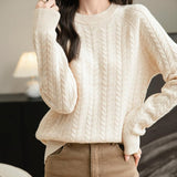 Chanyarn Women's Crew Neck 100% Merino Wool Sweater 2025 Otoño Invierno Cable Vintage Capas de manga larga cálida