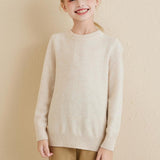 Chanyarn Girls 100% Merino Wool Sweater 2025 Fall Winter Kids Solid Crew Neck Warm Soft Long Sleeve Knit Pullover Jumper