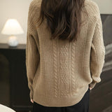 Chanyarn Women's 100% Merino Wool Crew Neck Sweater 2025 Fall Winter Solid Cable Long Sleeve Warm Knitted Sweater