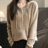 Cardigan de munición larga de manga larga de manga larga de lana 100% merino