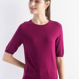 Women's Merino Wool Sweater 2025 Fall Winter Crew Neck Short Sleeve First-Line Ready to Wear Seamless Knit Sweater