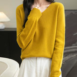 Chanyarn Women's 100% Merino Wool V Neck Sweater 2025 First-Line Ready to Wear Casual Long Sleeve Seamless Knit Sweater
