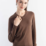 Women's Merino Wool Sweater 2025 Fall Winter V Neck Long Sleeve First-Line Ready to Wear Seamless Knit Sweater