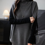 Women's Merino Wool Oversized Sweater Vest 2025 Fall Winter Casual Loose Turtleneck Sleeveless Knit Pullover Sweater