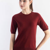 Women's Merino Wool Sweater 2025 Fall Winter Crew Neck Short Sleeve First-Line Ready to Wear Seamless Knit Sweater