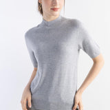 Women's Merino Wool Sweater 2025 Fall Winter Mock Neck Short Sleeve First-Line Ready to Wear Seamless Knit Sweater