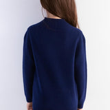 Girls 100% Merino Wool Sweater Fall Winter First-Line Ready to Wear Mock Neck Long Sleeve Seamless Pullover