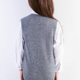 Girls 100% Merino Wool Sweater Vest V-Neck Sleevless 2025 Fall Winter Cable Tops Knitted Pullover Vest