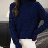 Chanyarn Women's 100% Merino Wool Turtleneck Sweater 2025 Fall Winter Vintage Cable Warm Soft Long Sleeve Knit Sweater