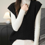 Chanyarn Women's 100% Merino Wool Sweater Vest 2025 Fall Winter Classic V Neck Cable Sleeveless Knit Sweater Tank Tops