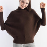 Suéter de malha grande com gola morcego e mistura de lã Merino